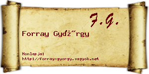 Forray György névjegykártya